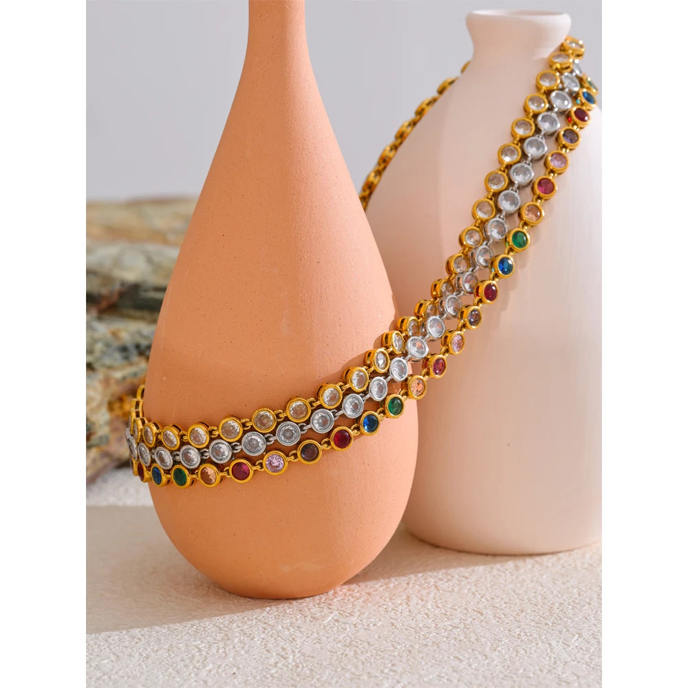Exquisite Colorful Cubic Zirconia Luxury Chain Jewelry