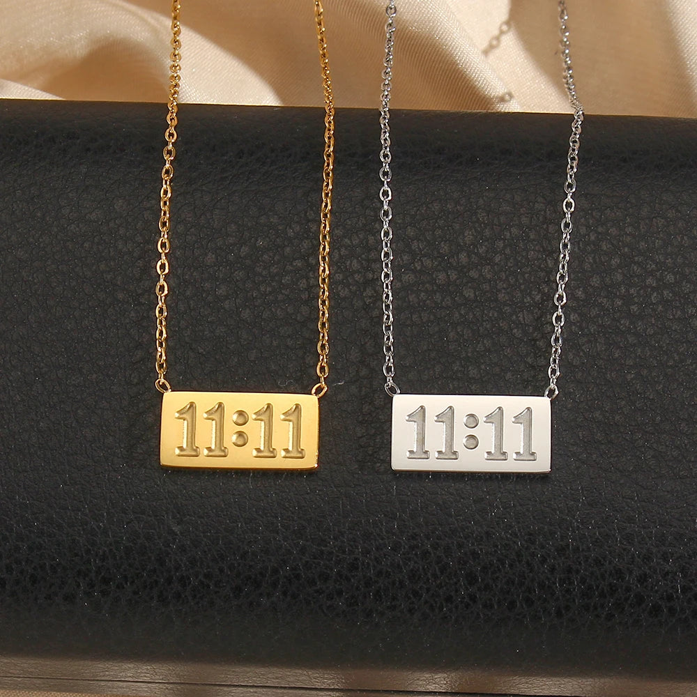 11:11 Number Plate Square Pendant Necklace