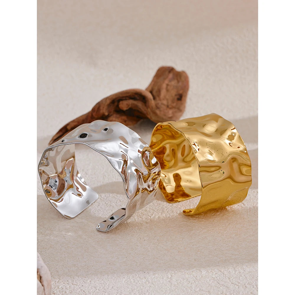 Wide Large Stainless Steel Cuff Bracelet