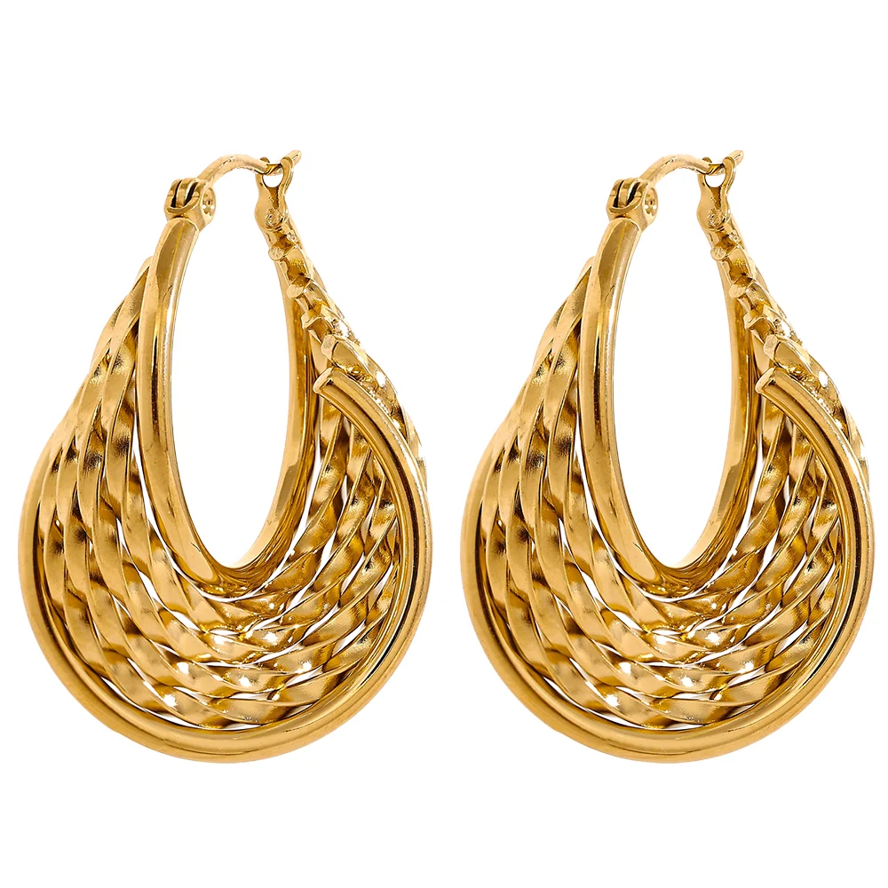 Twisted Hollow Hoop Earrings – 18K PVD Plated Stainless Steel