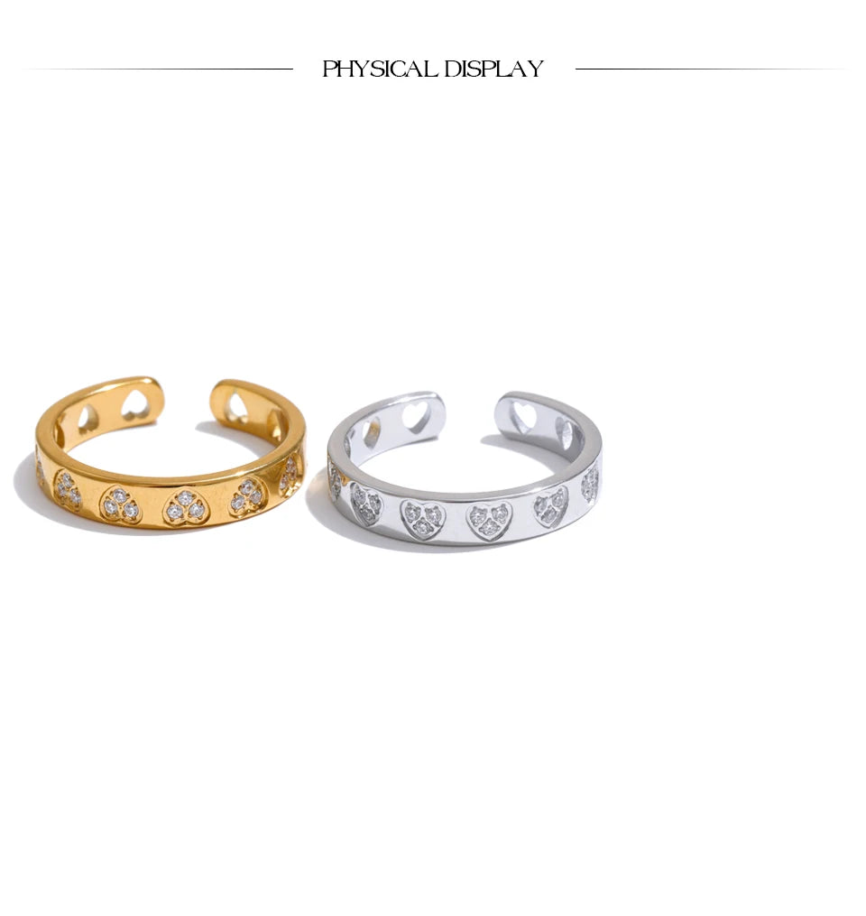 CZ Heart Adjustable Ring