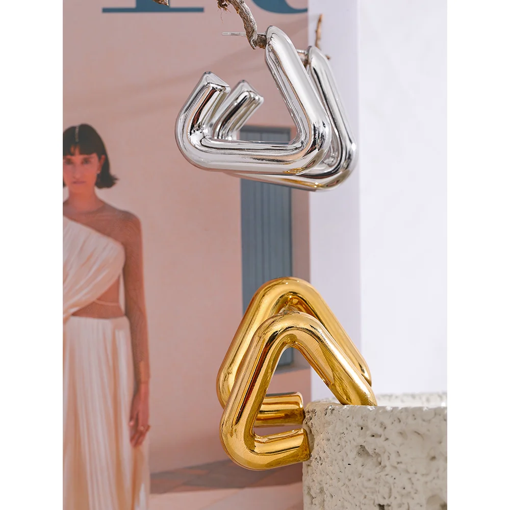 Chunky Triangle Hoop Earrings