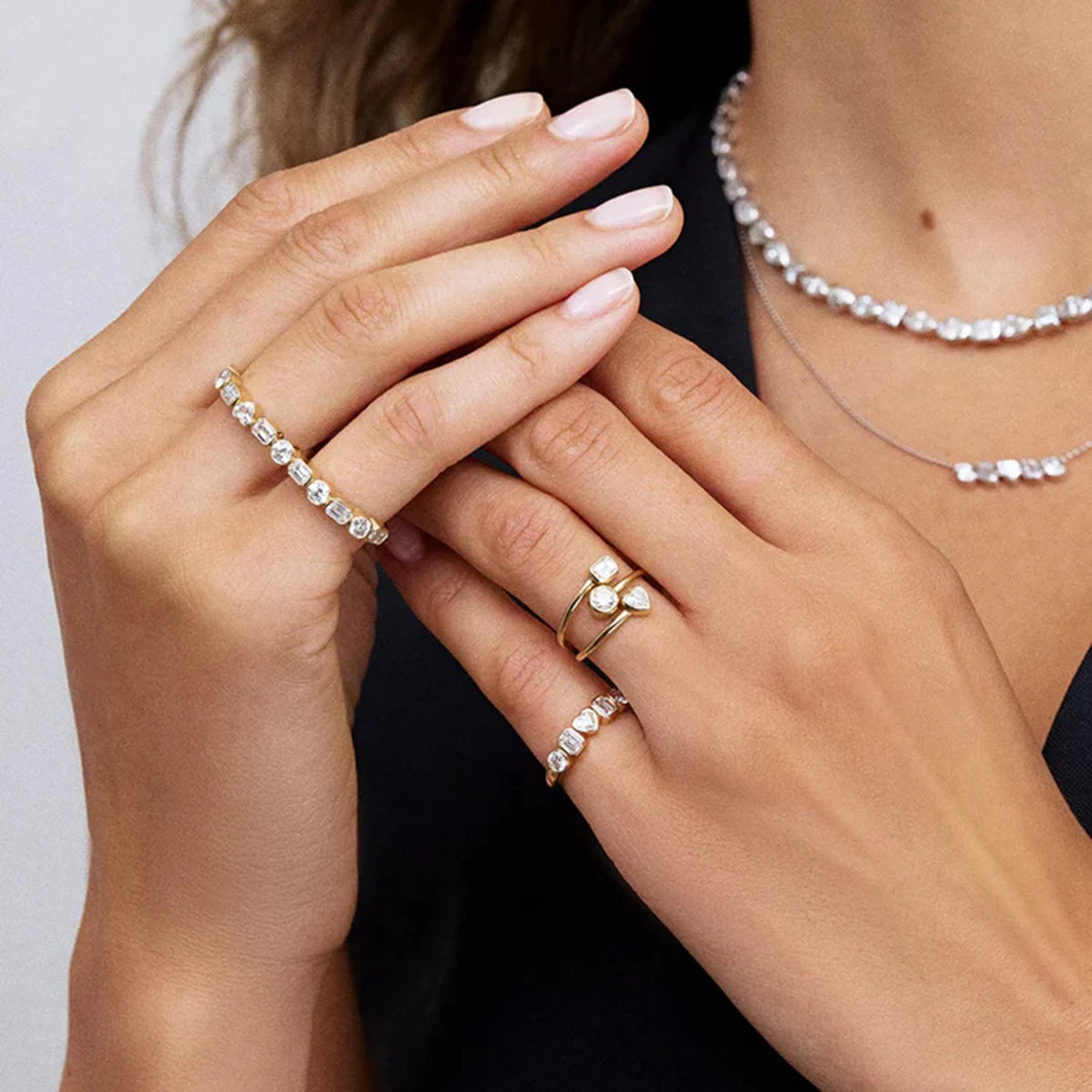 Cubic Zirconia Open-end Rings