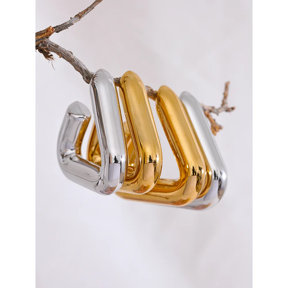 Chunky Triangle Hoop Earrings