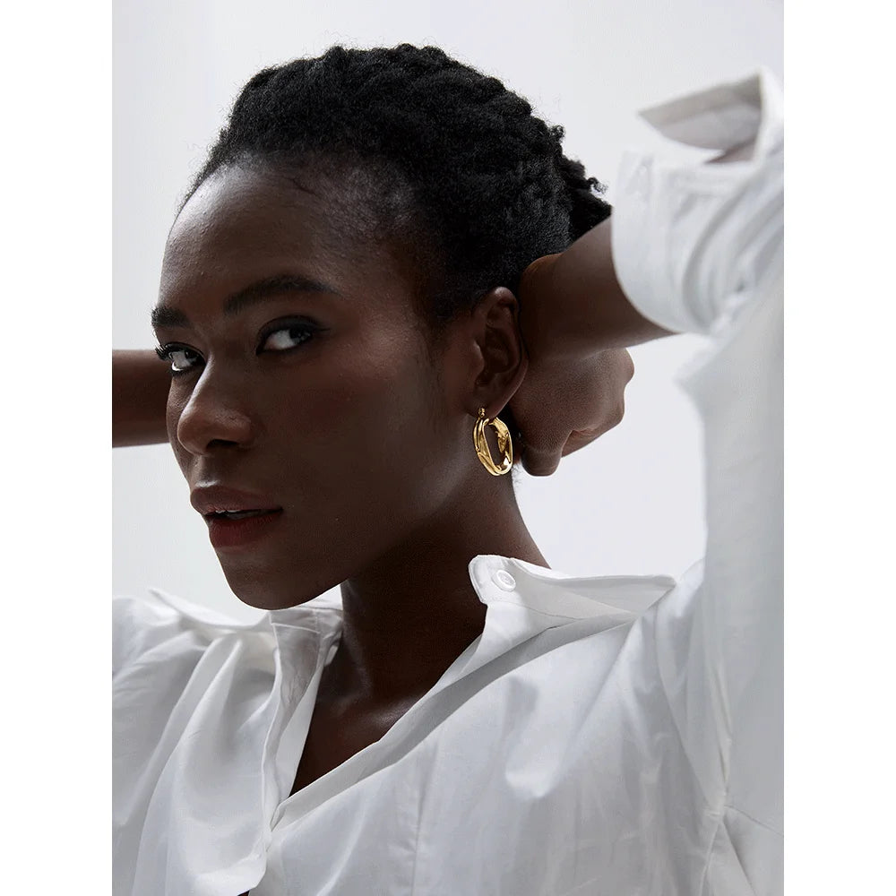 316L Stainless Steel Hollow Hoop Earrings