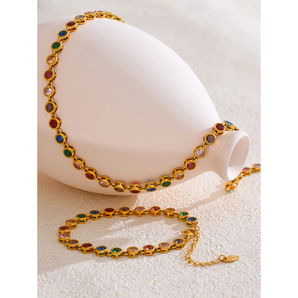 Exquisite Colorful Cubic Zirconia Luxury Chain Jewelry