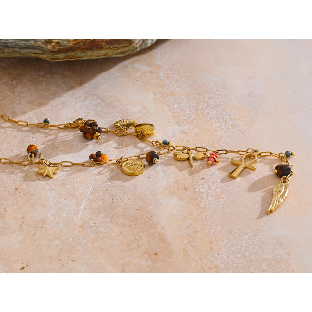 Dragonfly Wing Cross Heart Pendant