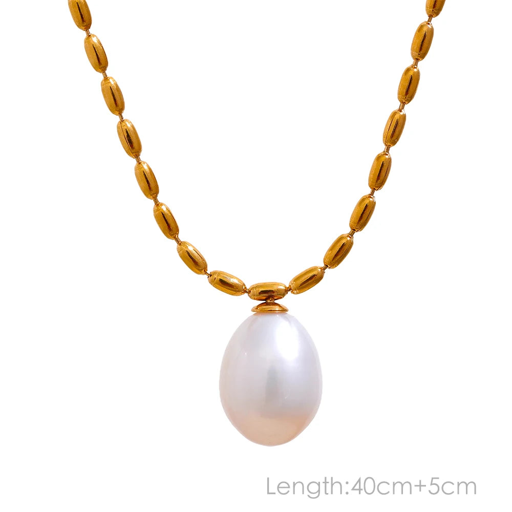 Tarnish-Free Natural Pearl Beads Necklace