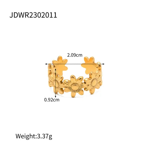 Waterproof Flower Adjustable Opening Rings