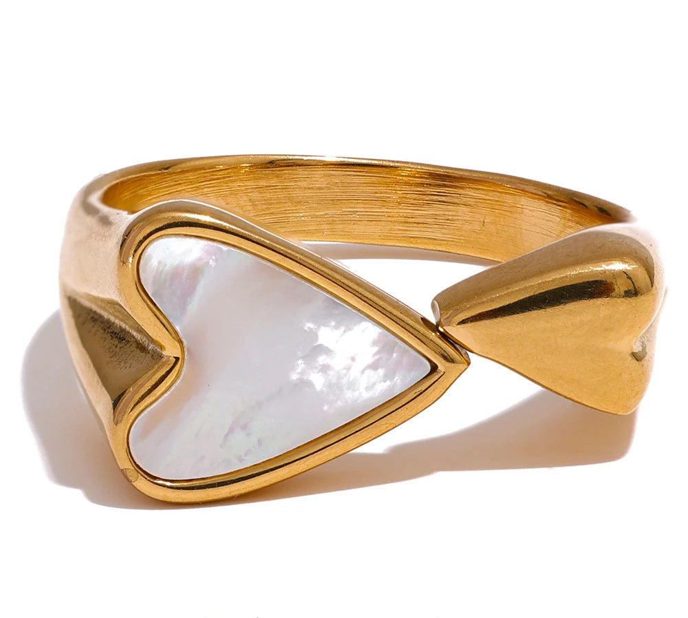 Shell Acrylic Heart Ring