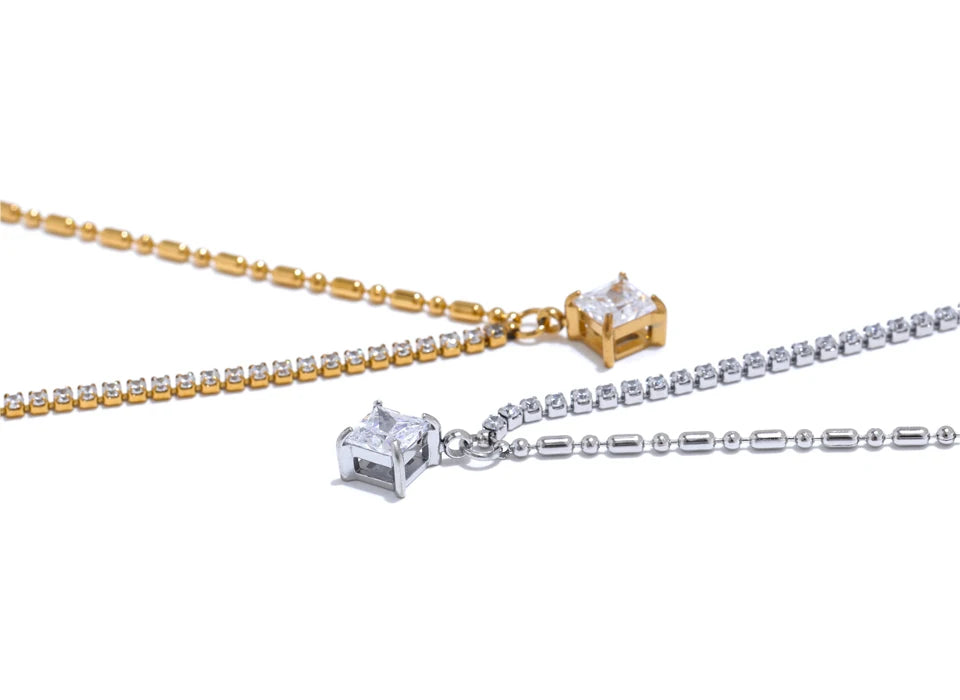 Cubic Zirconia Chain Pendant Necklace