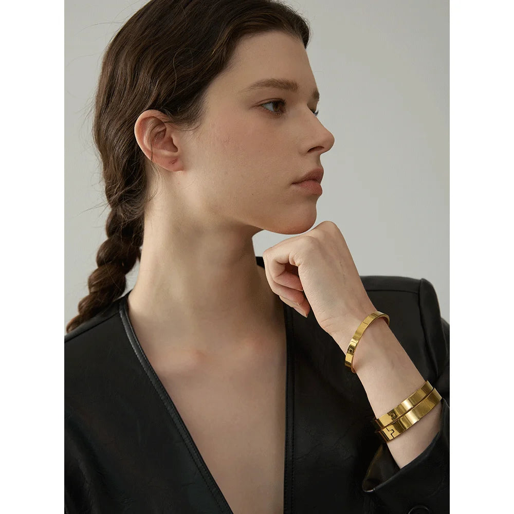 High-Quality Stainless Steel Wide Bangle Bracelet