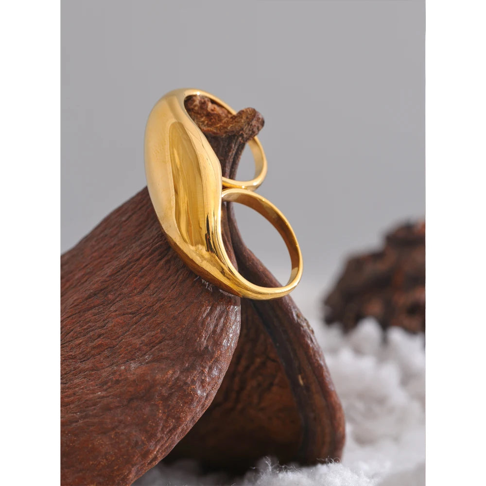 Stainless Steel Double Finger Geometric Ring