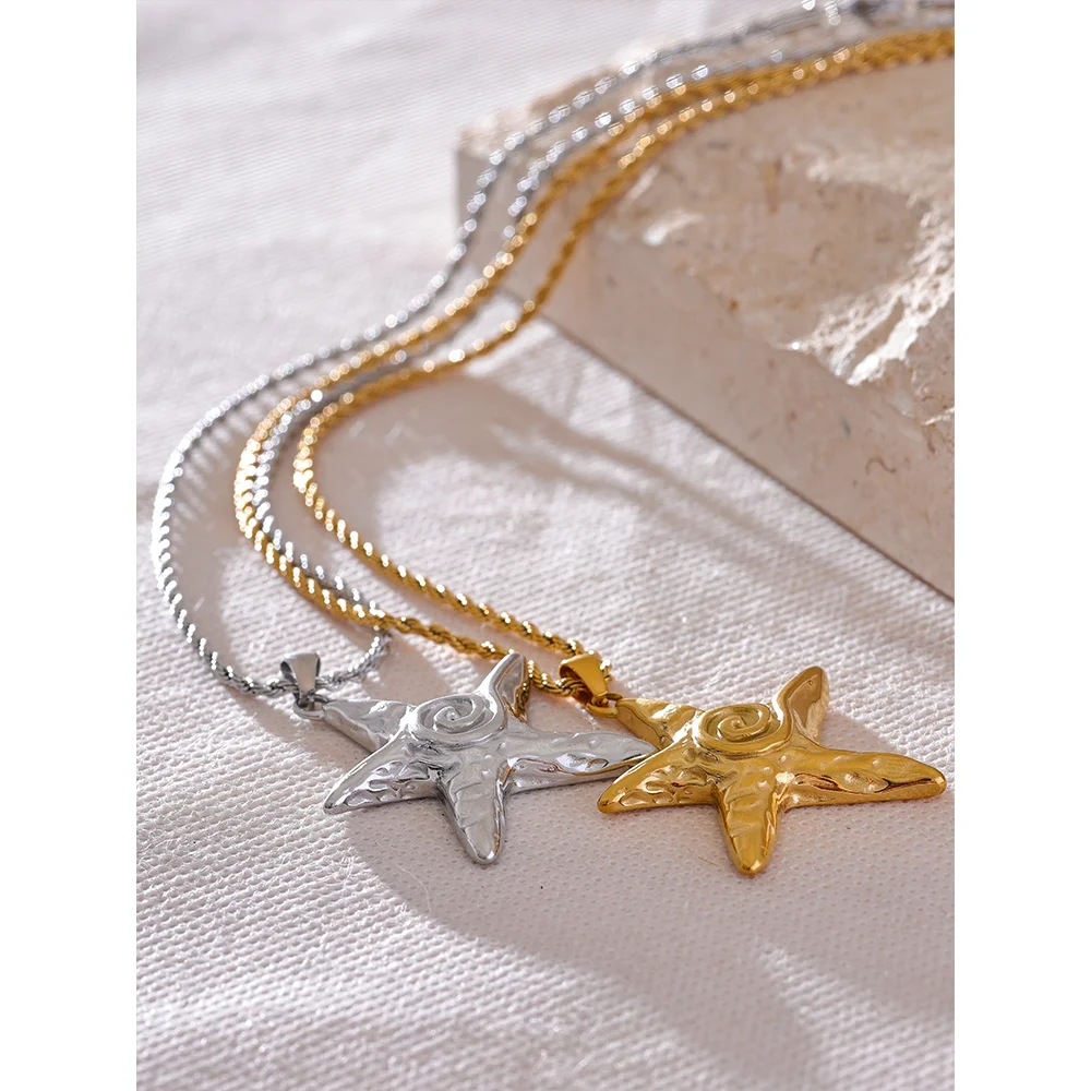 Golden Starfish Pendant Necklace