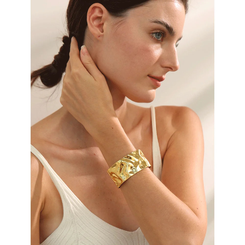 Wide Large Stainless Steel Cuff Bracelet