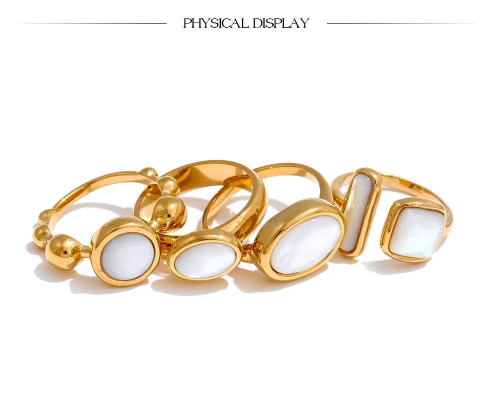 Natural Thicker Shell Finger Golden Textured Rings