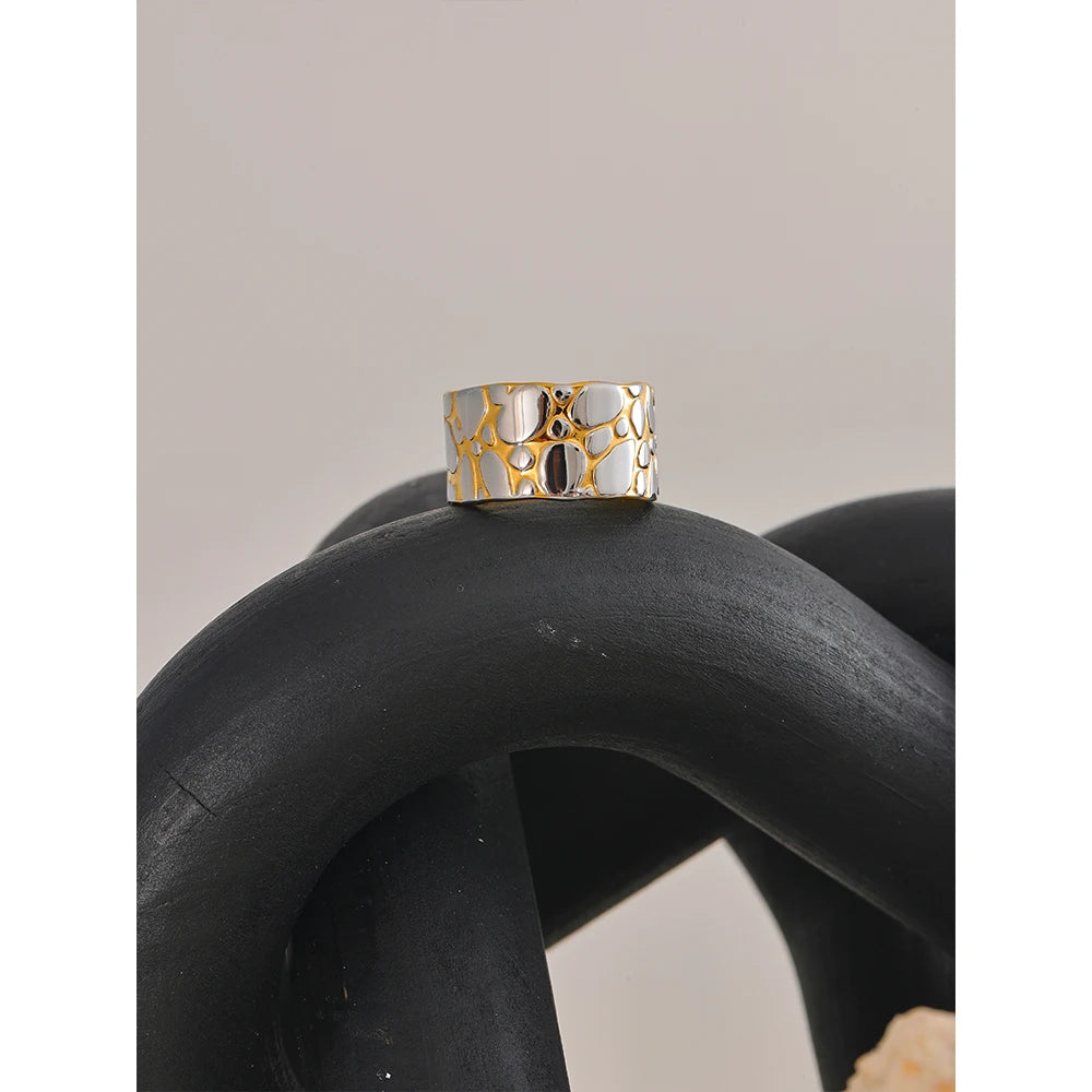 Wide Double Color Statement Ring