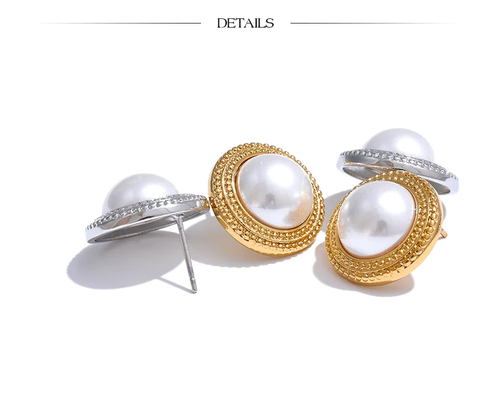 Korean Imitation Pearls Round Stud Earrings