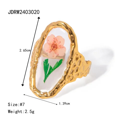 Waterproof Flower Adjustable Opening Rings