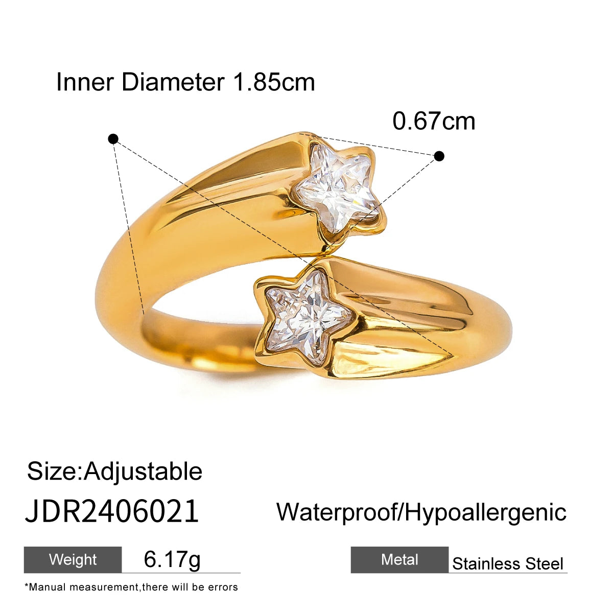 Cubic Zirconia Open-end Rings