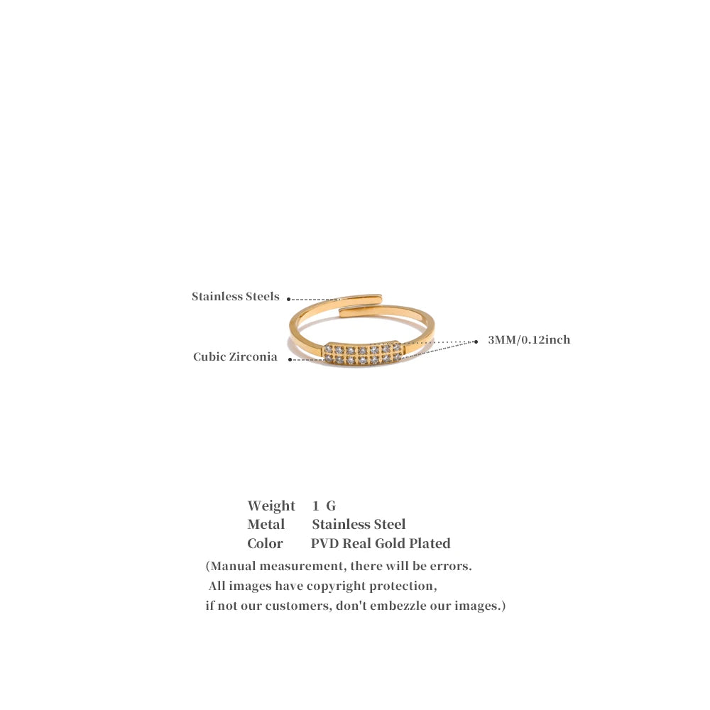 Thin CZ Adjustable Ring
