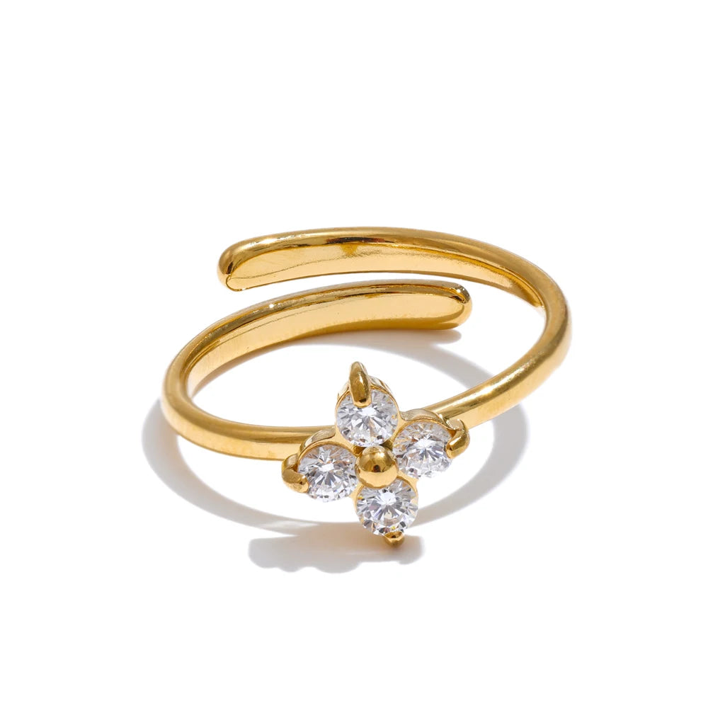 Exquisite Bling Cubic Zirconia Flower Ring