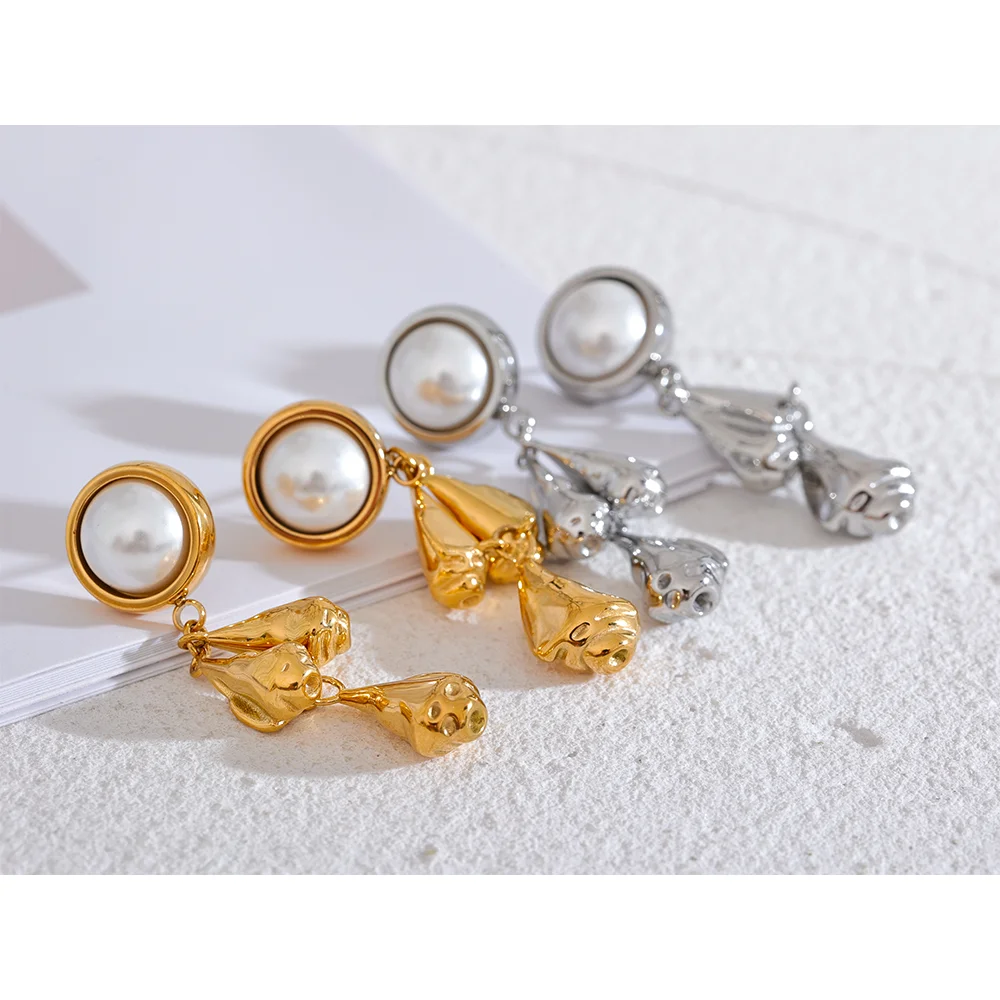 Vintage Flower & Pearl Drop Earrings