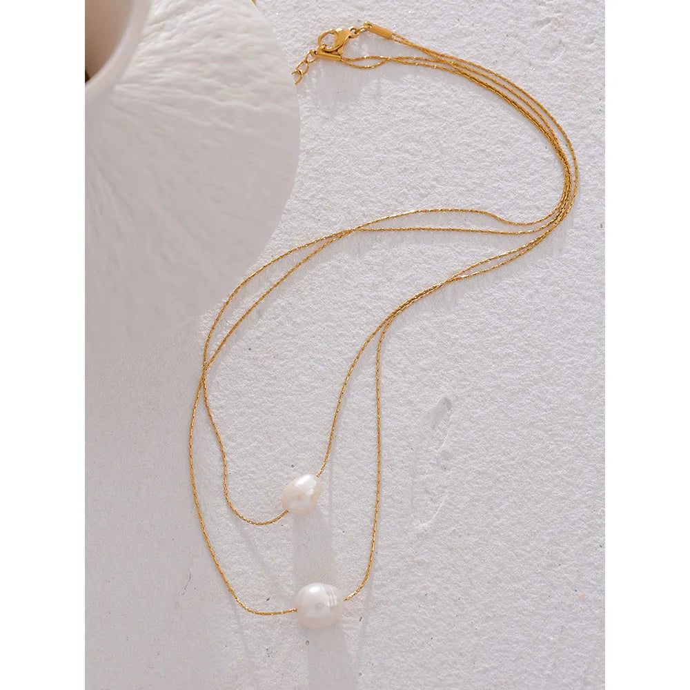 Tarnish-Free Natural Pearl Beads Necklace