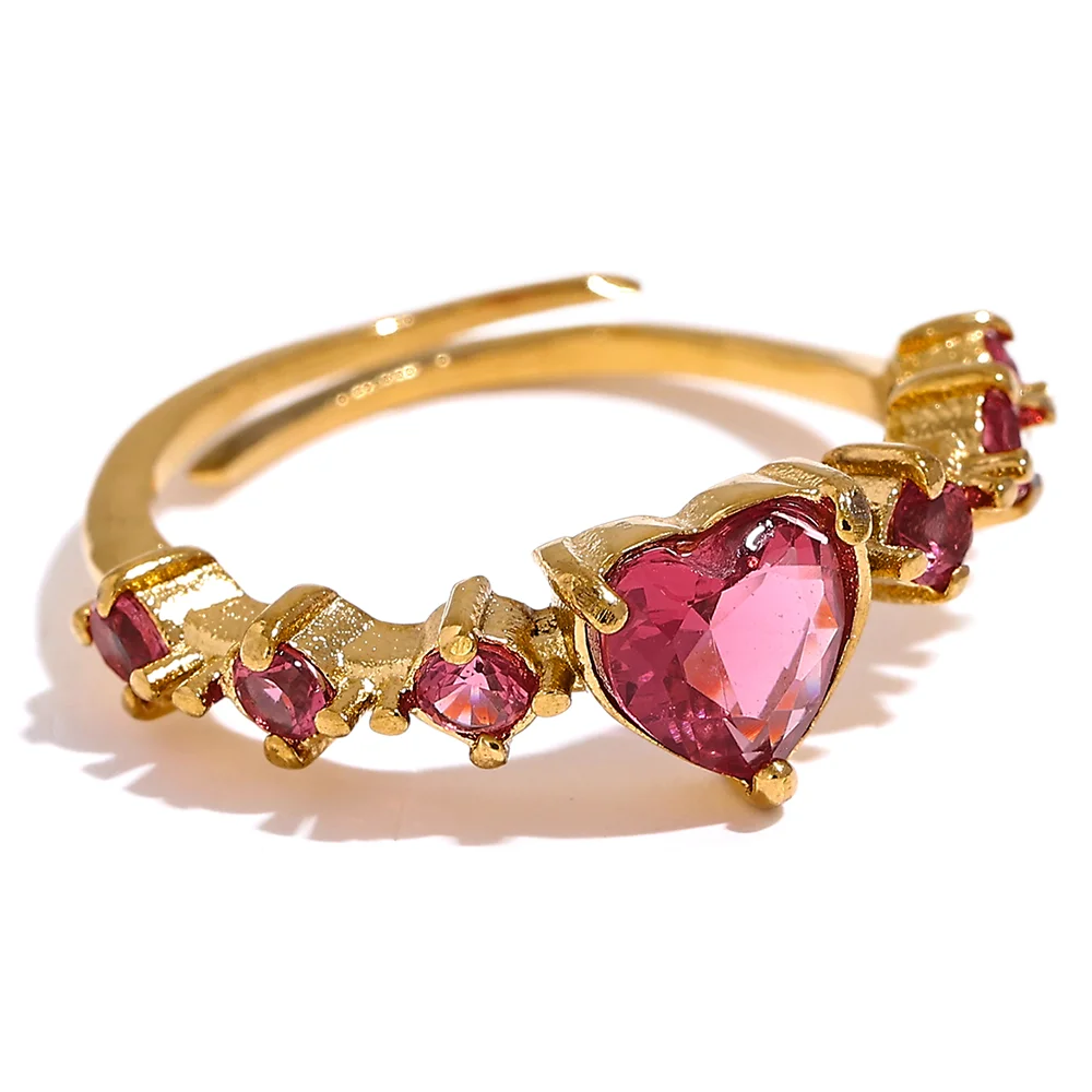 Adjustable CZ Heart Ring