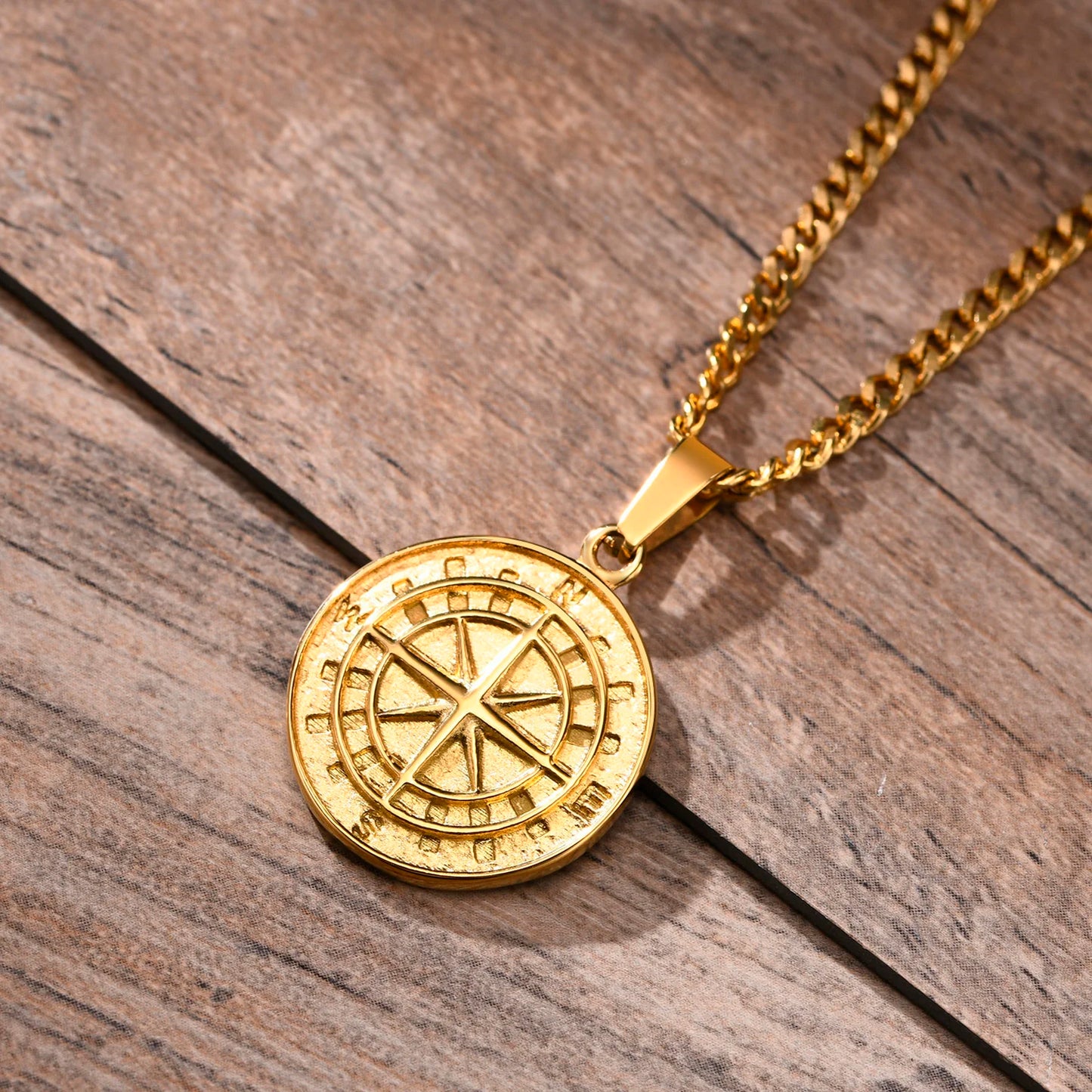 North Star & Anchor Medal Pendant for Men