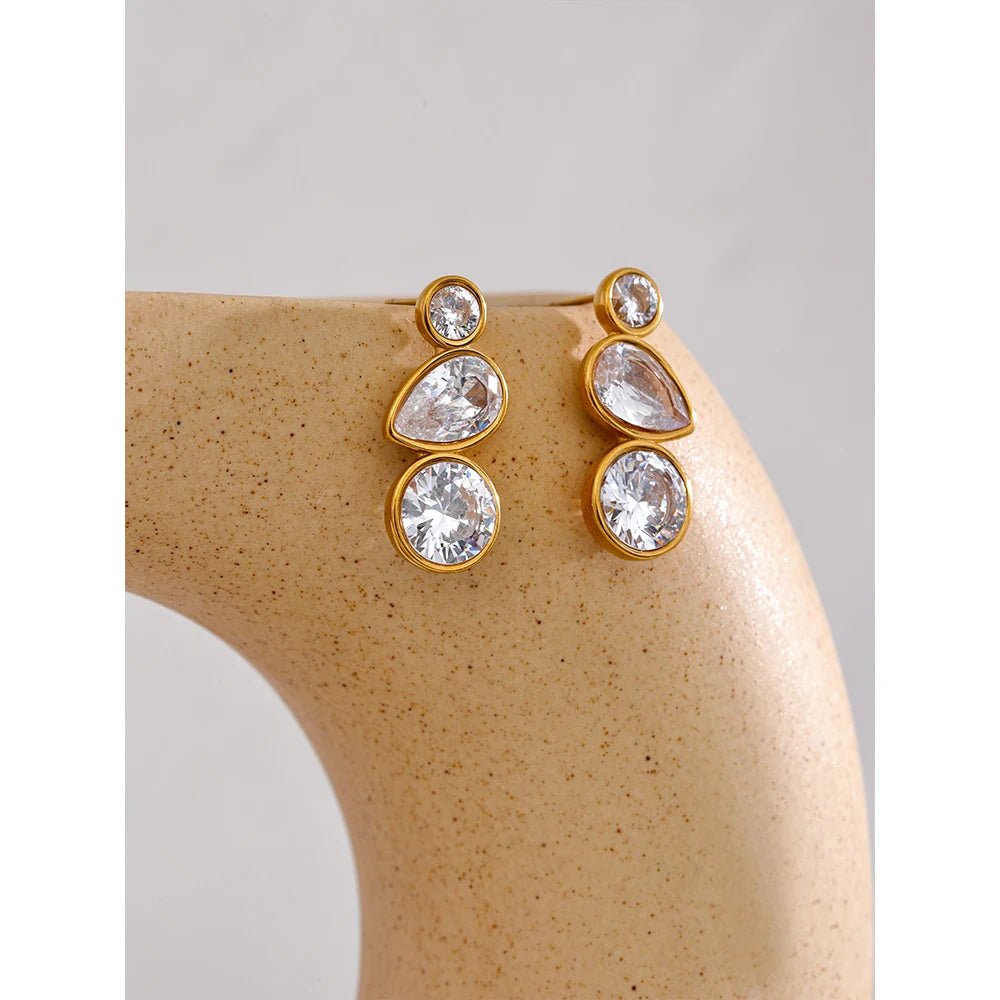 Cubic Zirconia Bling Stud Earrings