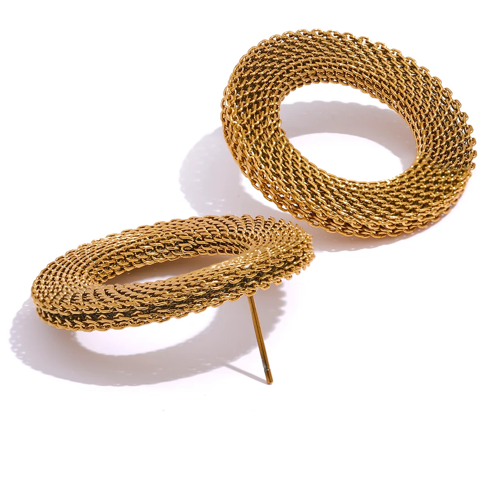 37mm Round Hollow Big Stud Earrings