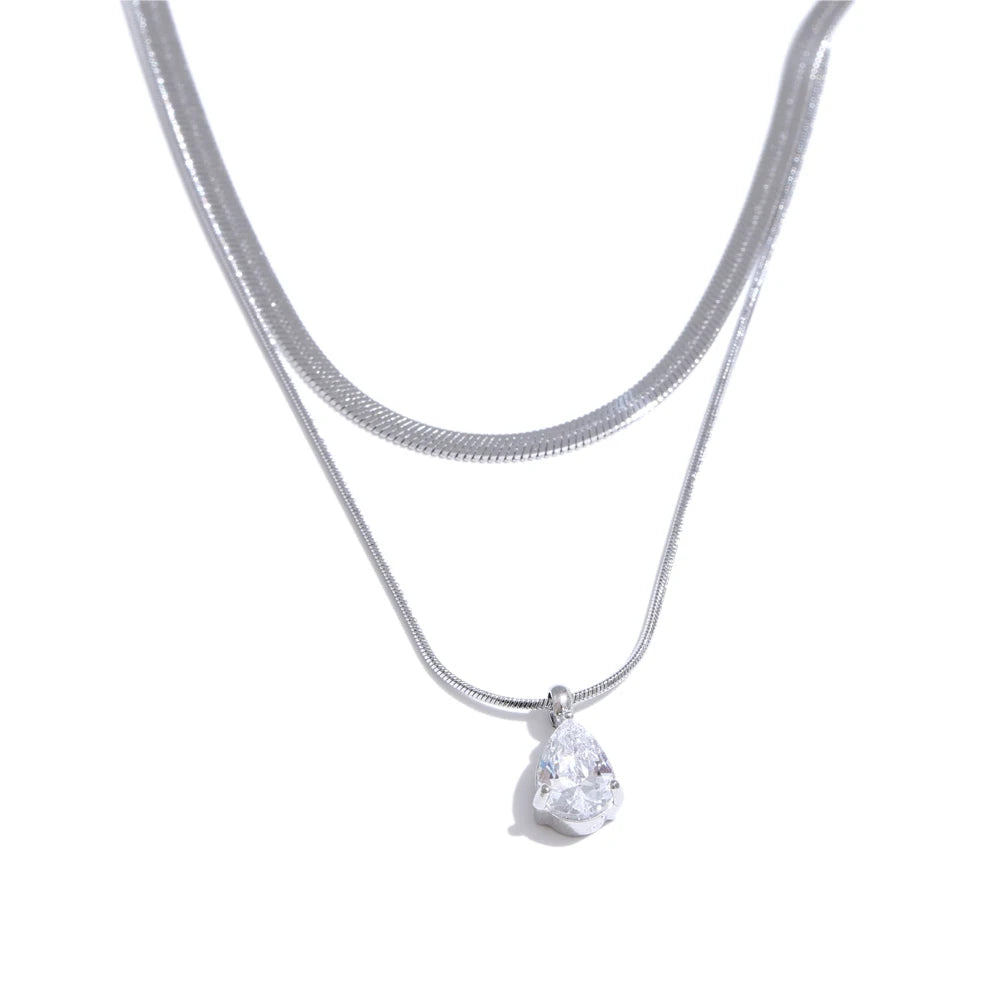 Double Layer Snake Chain Zircon Necklace