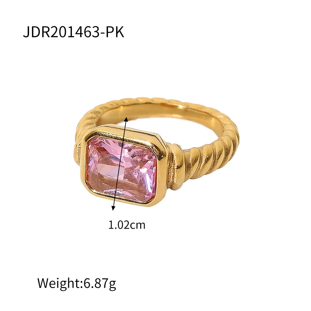 18K Gold Plated Stainless Steel Geometric Fashion Rings