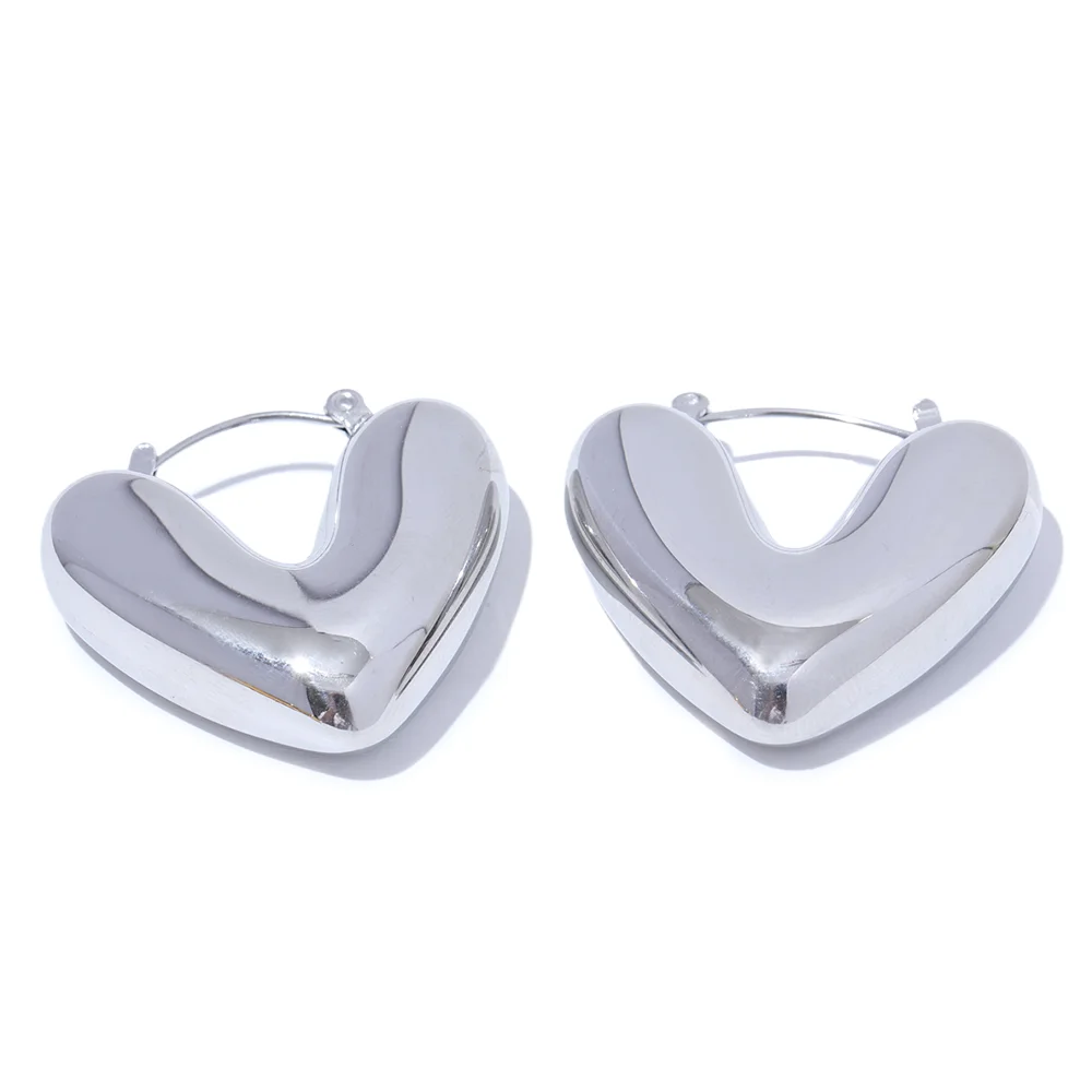 Chunky Heart Hoop Earrings