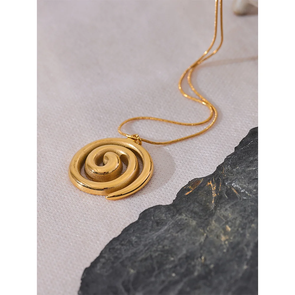 Trendy Stainless Steel Round Circle Pendant Necklace