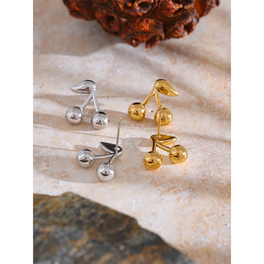Chic Cherry Stud Earrings