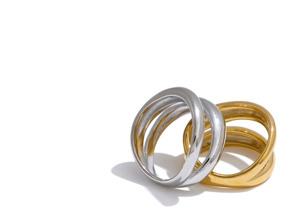 Double Layer Geometric Cast Ring