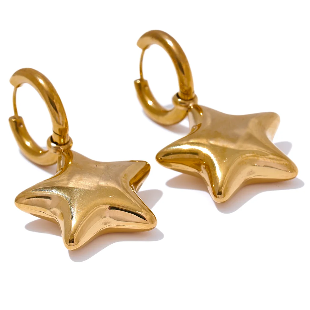Star Hollow Thick Hoop Earrings