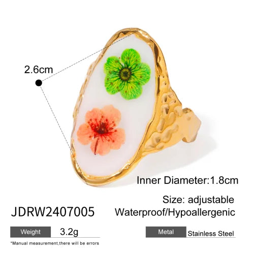 Waterproof Flower Adjustable Opening Rings