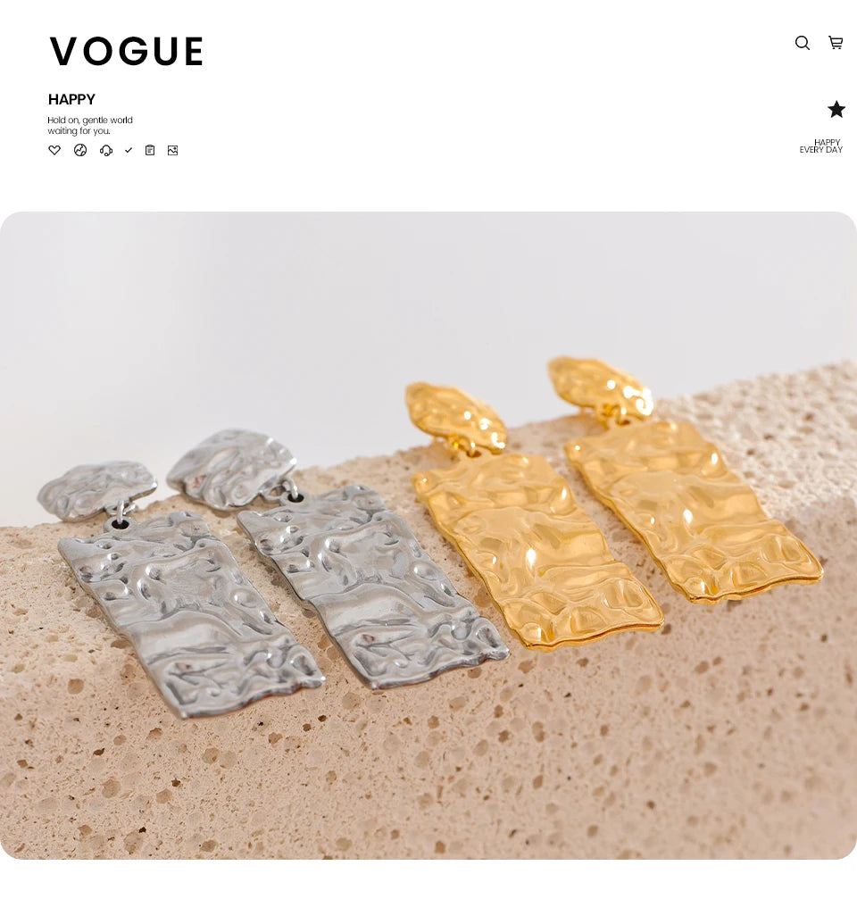 Hammered Rectangle Drop Earrings