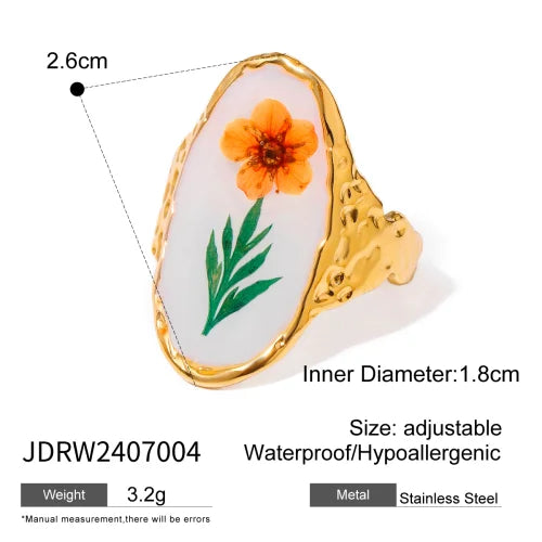 Waterproof Flower Adjustable Opening Rings