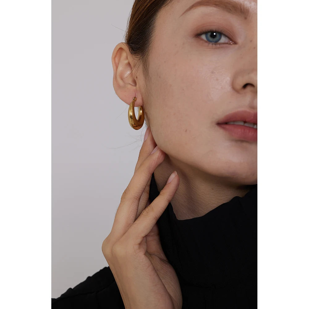 Stainless Steel Geometric Hoop Earrings