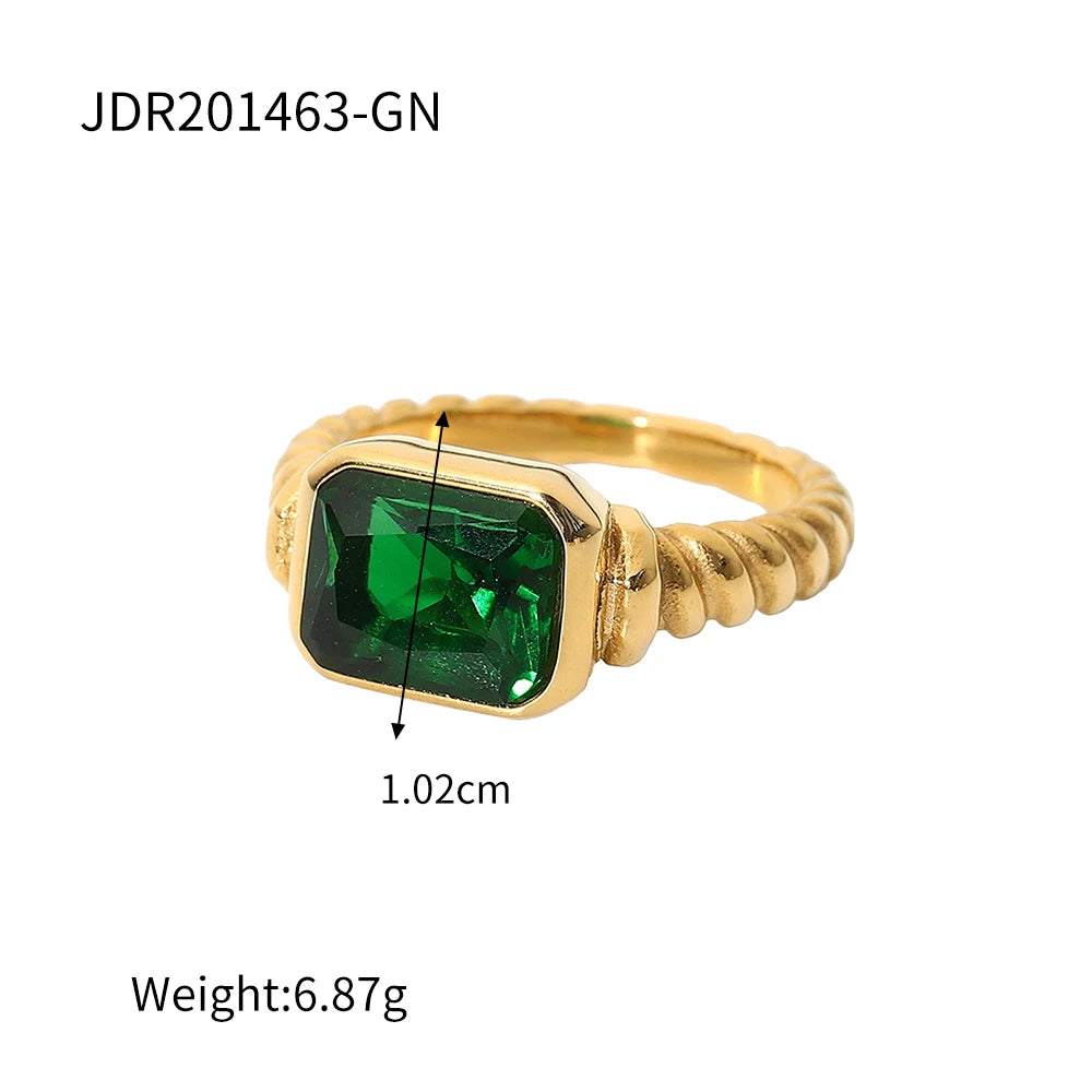 18K Gold Plated Stainless Steel Geometric Fashion Rings