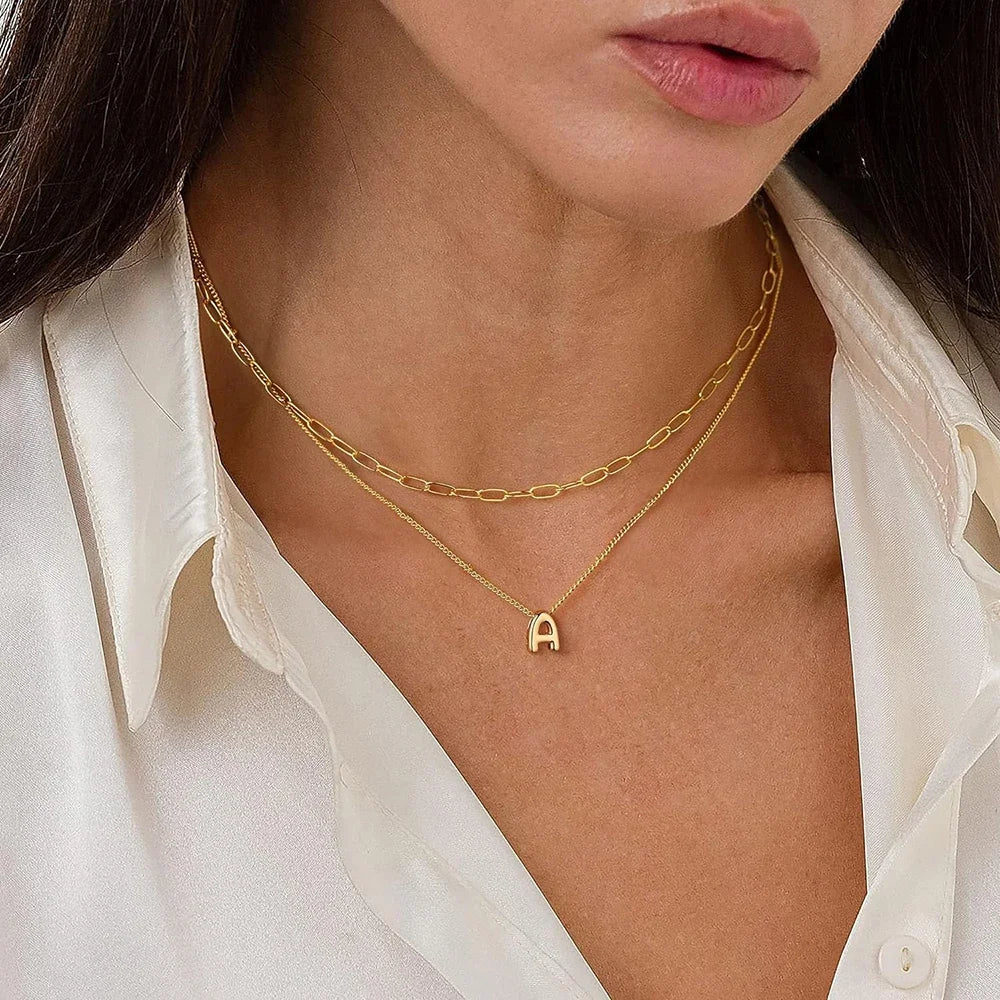 3D Bubble Initial A-Z Alphabet Mini Necklace