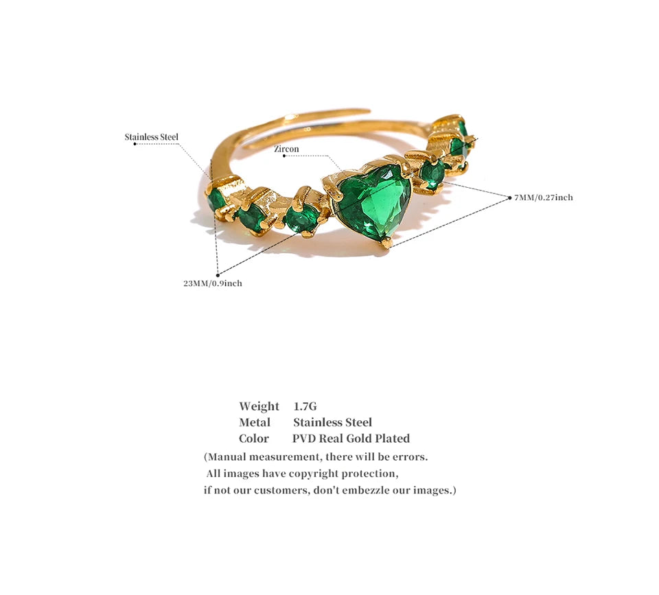 Adjustable CZ Heart Ring