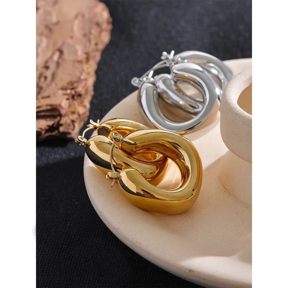 High-Quality Stainless Steel Chunky Hoop Earrings