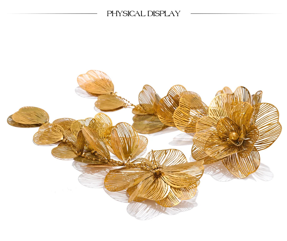 Big Flower Tassel Drop Dangle Earrings