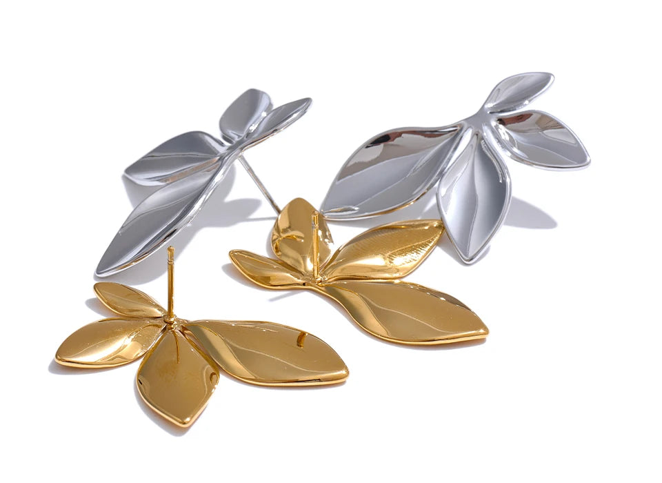Hypoallergenic & Waterproof Leaves Flower Stud Earrings