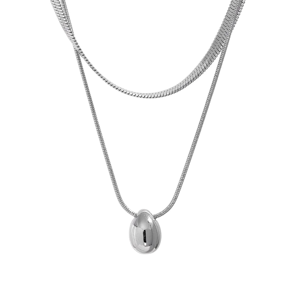 Snake Chain Double Layer Pendant Necklace
